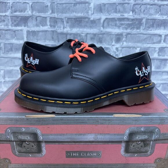 Dr. Martens x The Clash 1461 Legacy Black Smooth Leather Mens Size 6 / Womens 7 - Picture 1 of 10